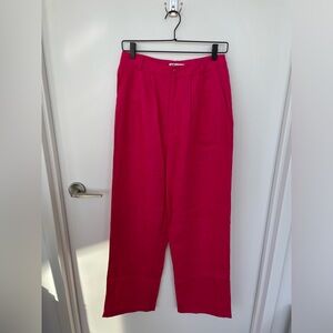 Reformation 100% linen Hot Pink Wide-Leg Trousers